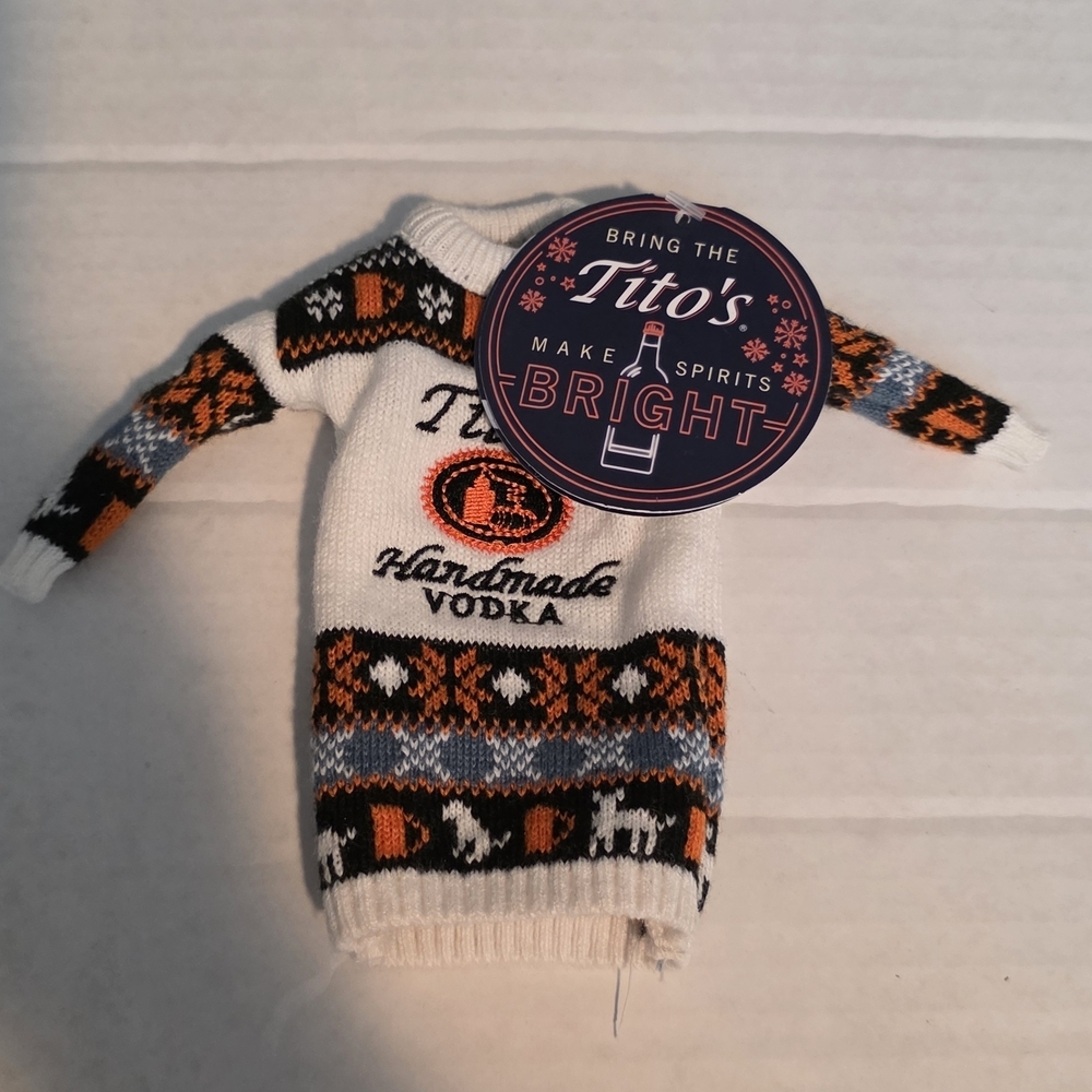 Tito's Festive Crewneck Sweater - White and Orange
